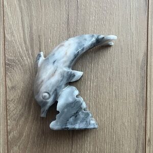 Gray Marble Dolphin Figurine